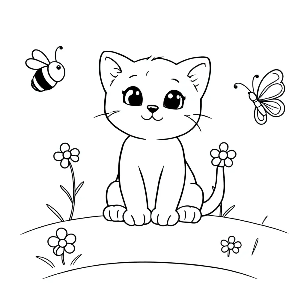 baby cat coloring page for children