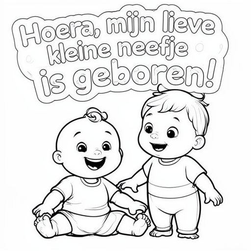 Baby en neefje kleurplaat voor kinderen