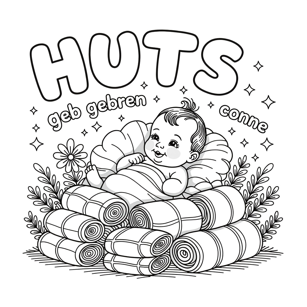 baby tussen de luiers coloring page for children