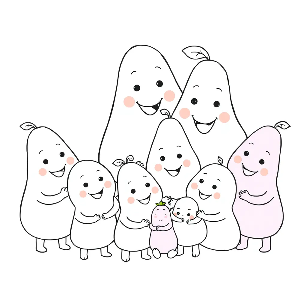 Barbapapa, Familie, rosa, Kuscheltier, schwarz Malvorlage für Kinder