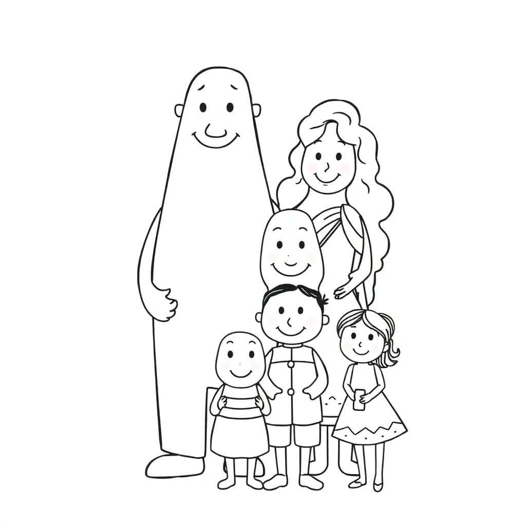 Barbapapa, Familie, rosa, Kuscheltier, schwarz Malvorlage für Kinder