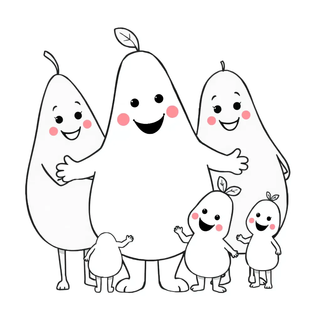 Barbapapa, Familie, rosa, Kuscheltier, schwarz Malvorlage für Kinder
