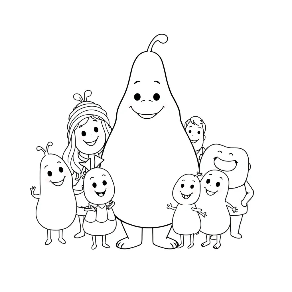 Barbapapa, Familie, rosa, Kuscheltier, schwarz Malvorlage für Kinder