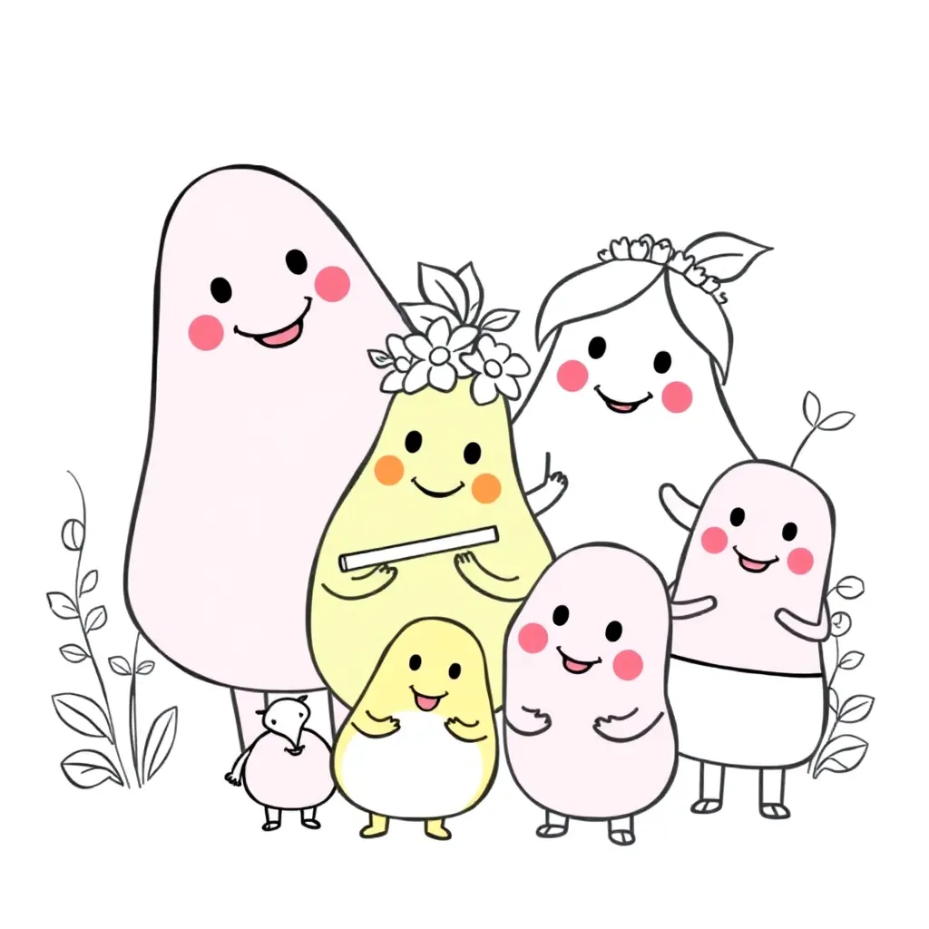 Barbapapa, Familie, rosa, Kuscheltier, schwarz Malvorlage für Kinder