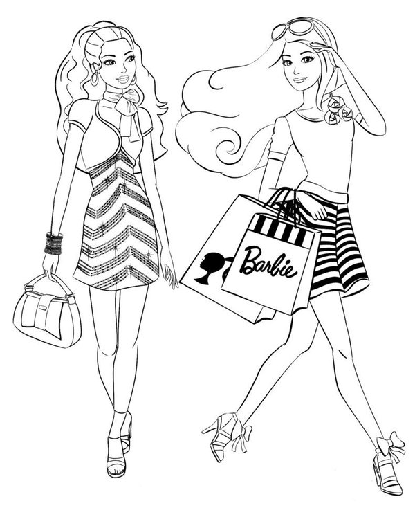 Barbie Gaat Winkelen coloring page for children