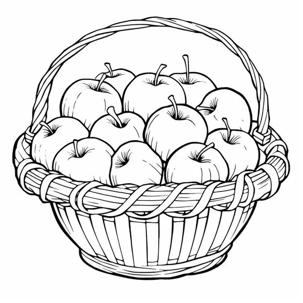 Basket Filled With Apples coloring page for children