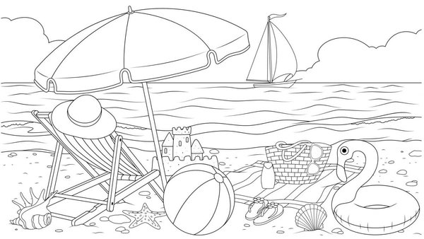Beach Day Sailboat coloring page for children