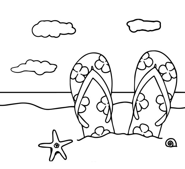 Beach Flip Flops Sand coloring page for children