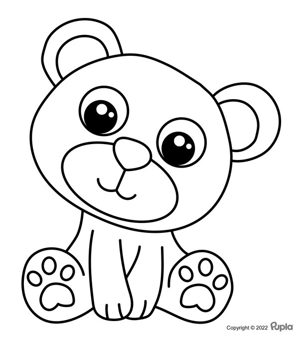 Bear Cute And Easy coloring page for children