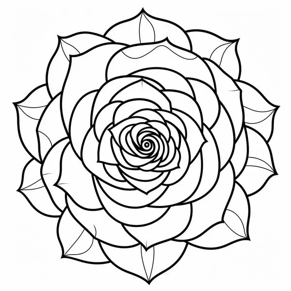 Beautiful Rose Mandala coloring page for children