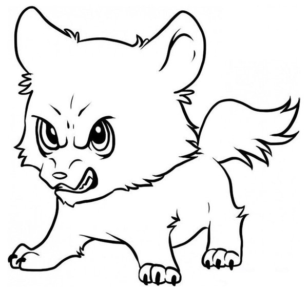 Bebé lobo enfadado coloring page for children