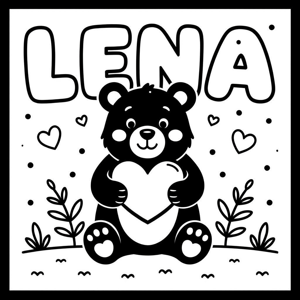 Beertje met een hart coloring page for children