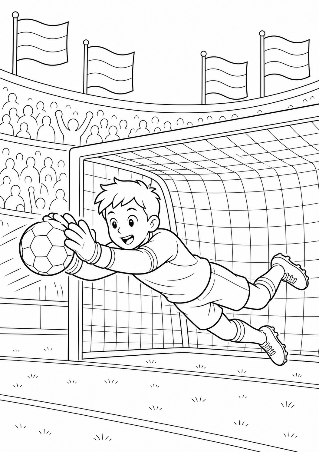 België keeper redt de bal op het WK kleurplaat