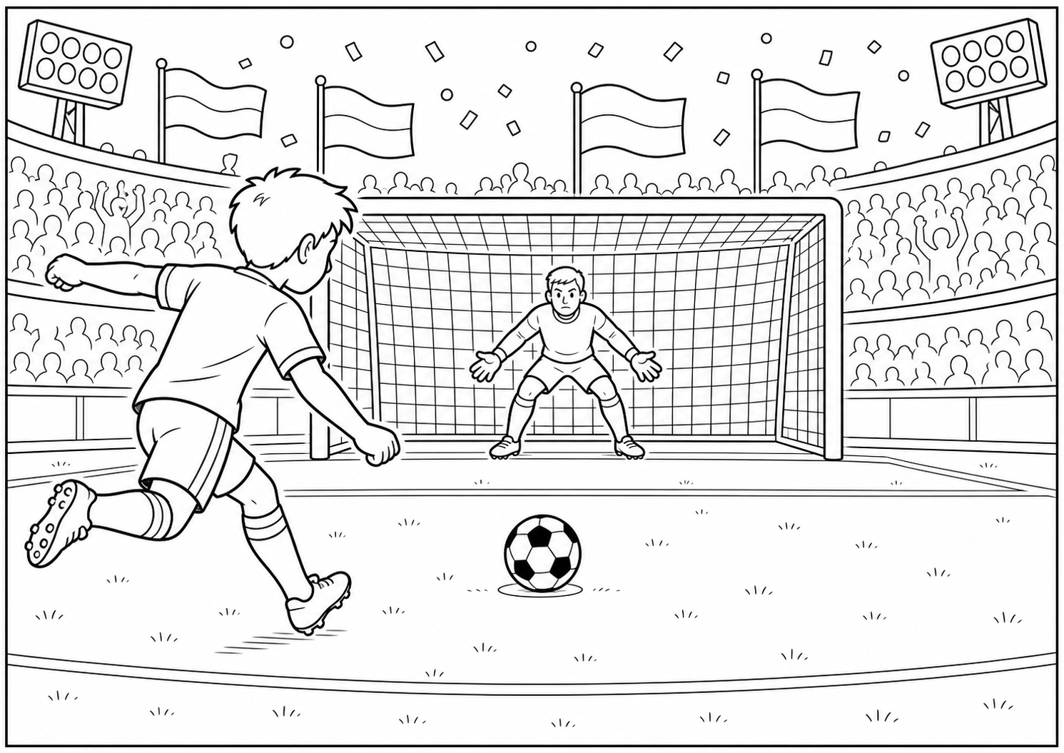 België penalty in WK stadion kleurplaat