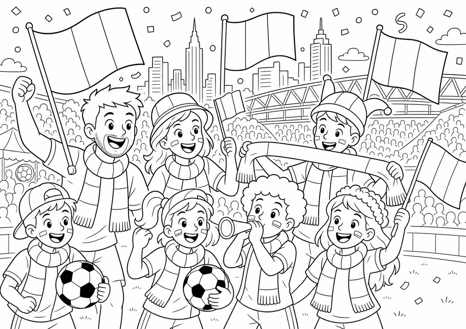 België voetbalfeest met confetti kleurplaat