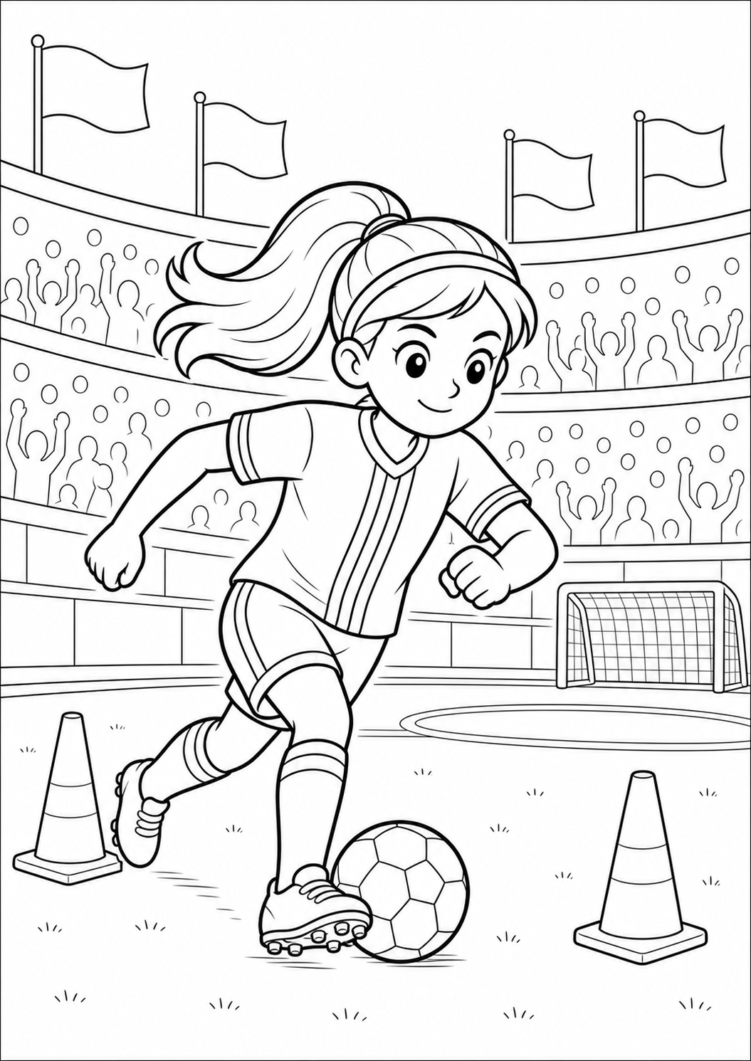 België voetbalmeisje dribbelt op het WK kleurplaat