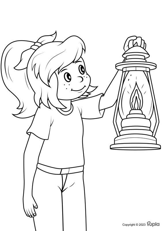 Bibi hält eine Laterne coloring page for children