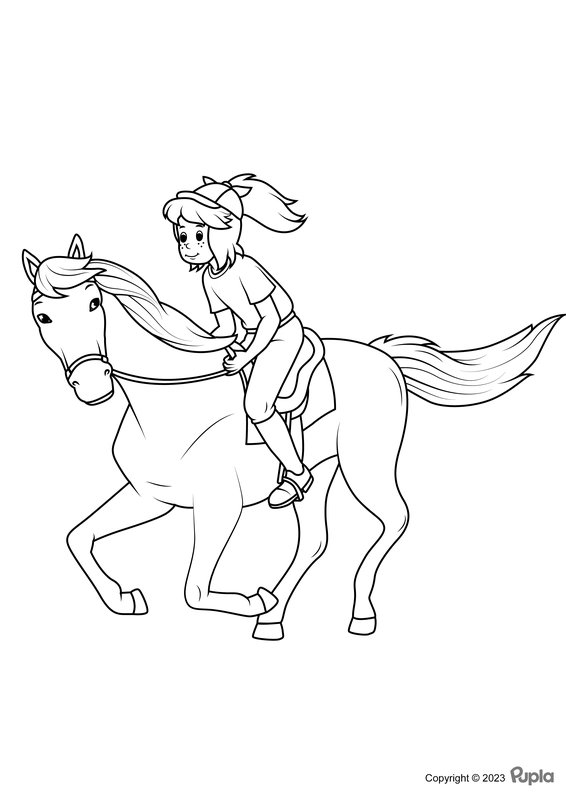 Bibi reitet ein Pferd coloring page for children