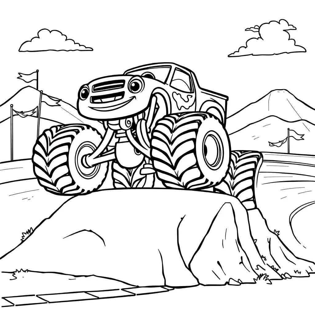 Blaze Monstertruck Avontuur Kindertekening Voertuigen coloring page for children