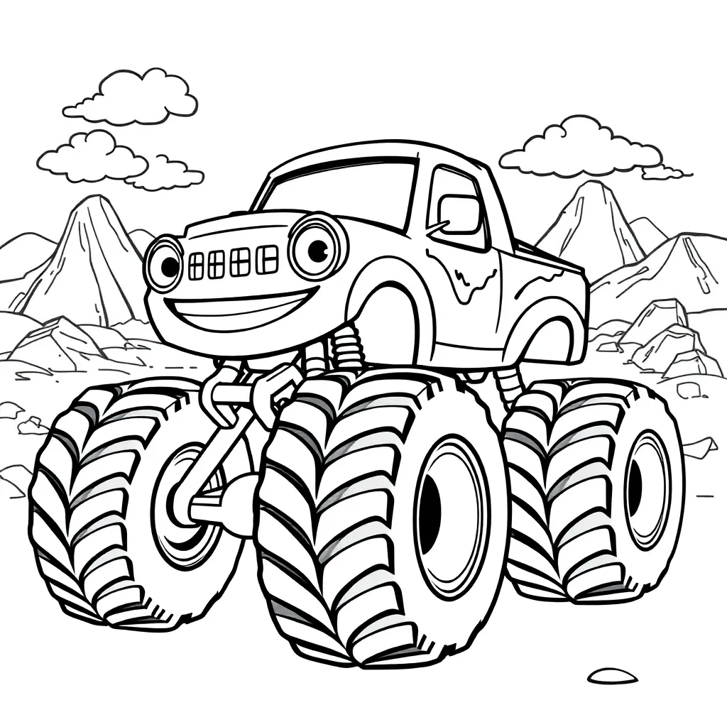 Blaze Monsterwielen Cartoon Voertuigen Avontuur coloring page for children