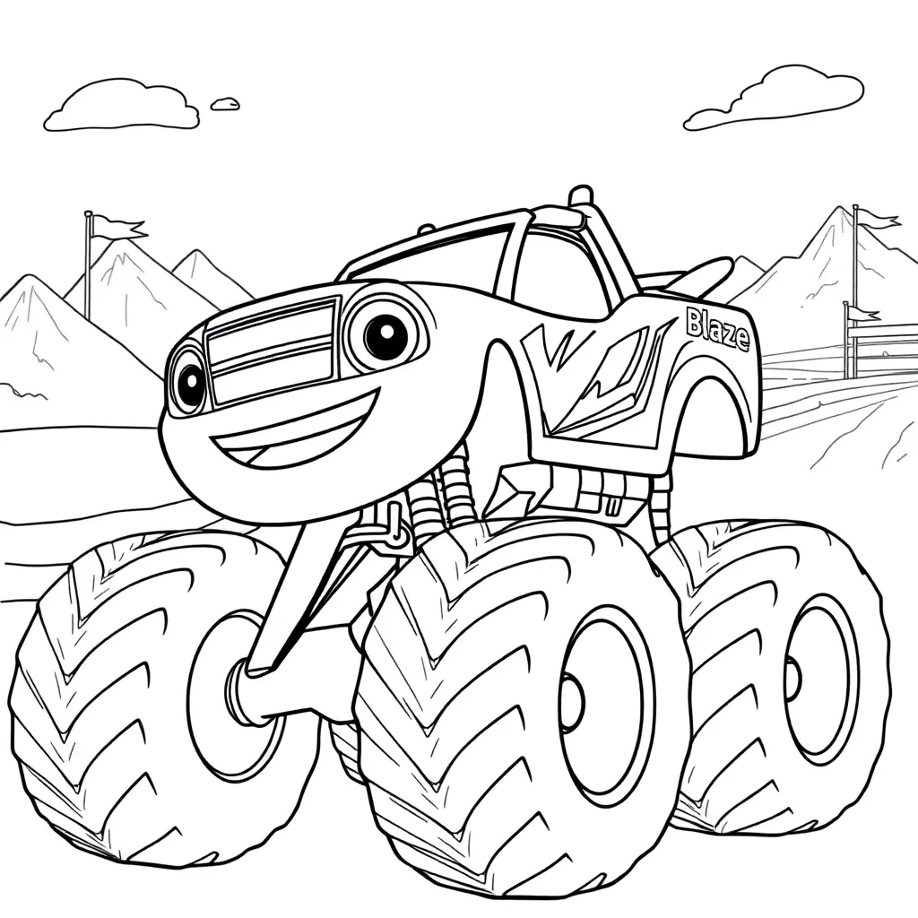 Feuille de coloriage gratuite Blaze et les Monster Trucks - Aventure Véhicule - Dessin animé - Colorier