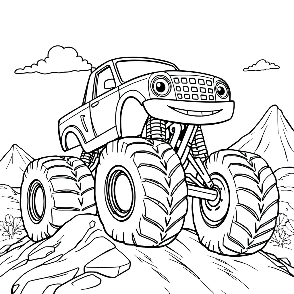 Blaze Monsterwielen Voertuig Cartoon Avontuur coloring page for children