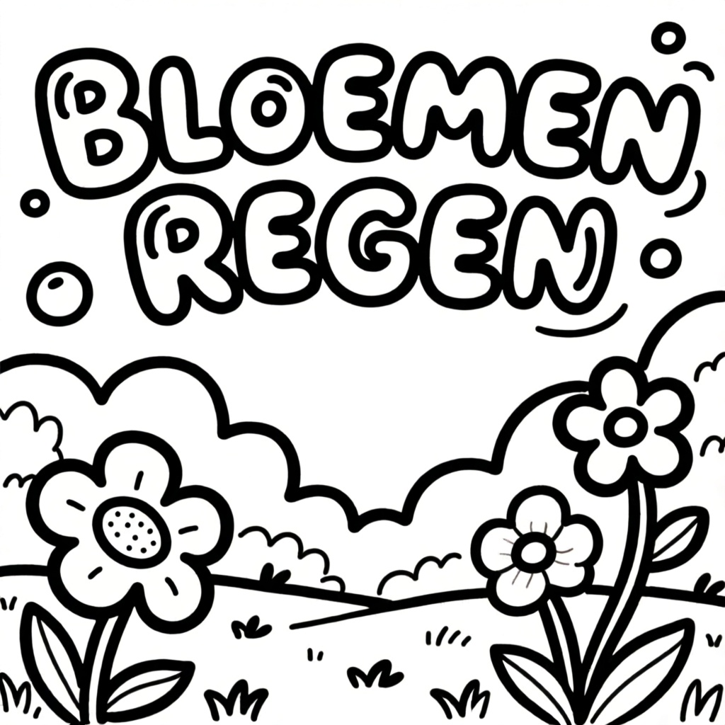 bloemen die vallen als regendruppels uit de hemel coloring page for children
