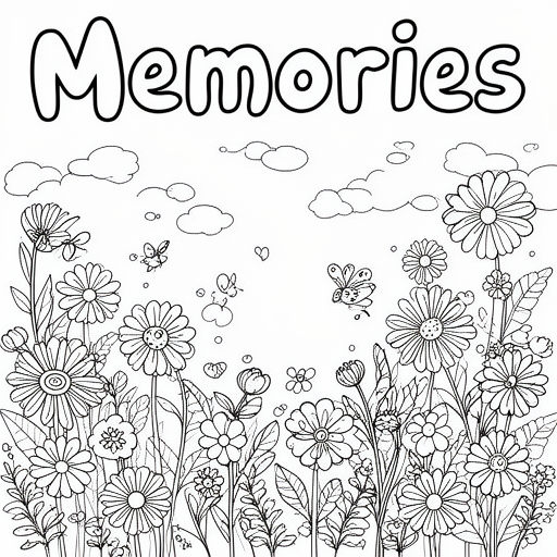 Bloemetjes met in het midden van de kleurplaat tekst kleurplaat voor kinderen