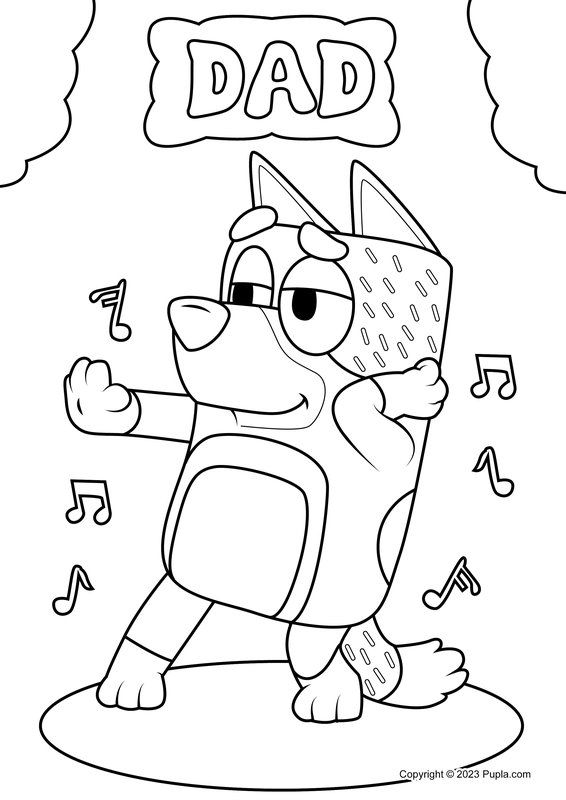 Bluey Dad Bandit coloring page for children