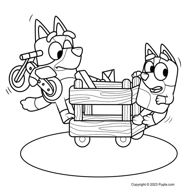 Bluey et Bingo Jouer coloring page for children