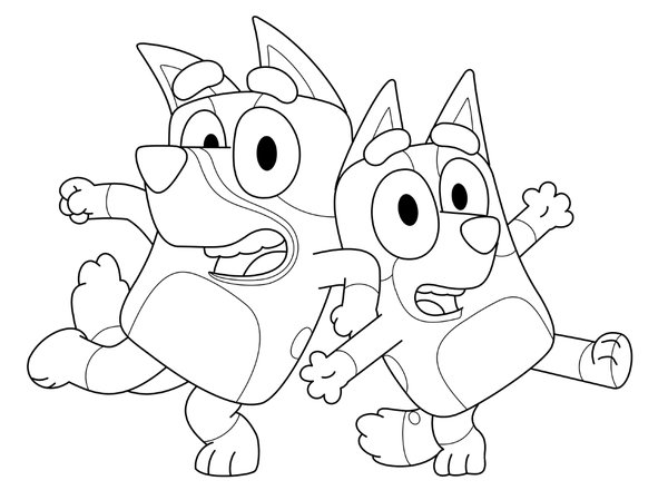 Feuille de coloriage Bluey et Bingo sont ridicules
