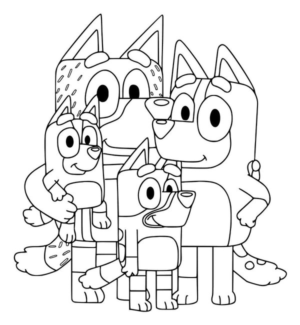 Bluey Familia Posando coloring page for children