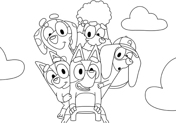 Bluey Friends Seesaw coloring page for children