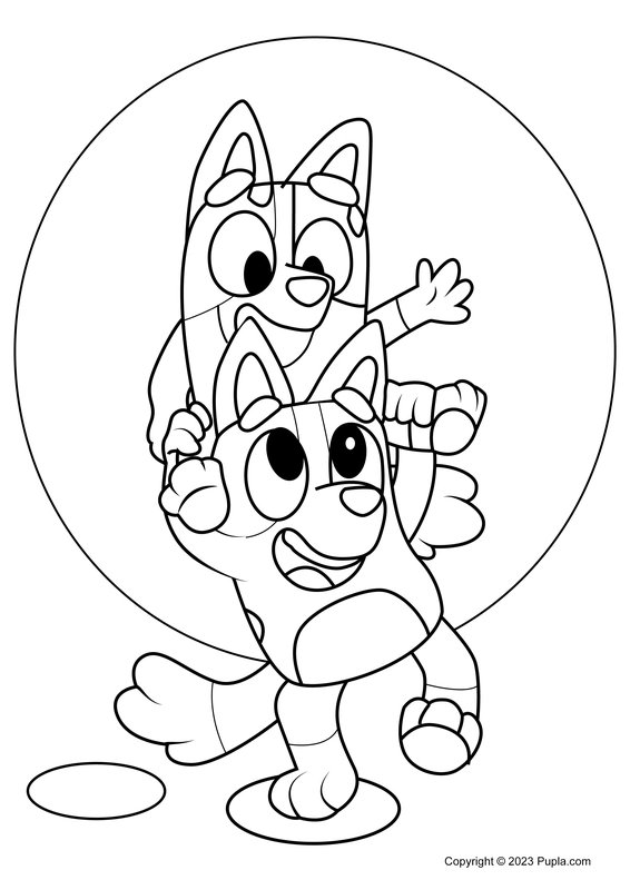 Coloring page Bluey features Bingo