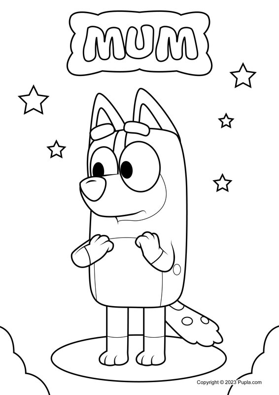 Bluey Mum Chilli coloring page for children