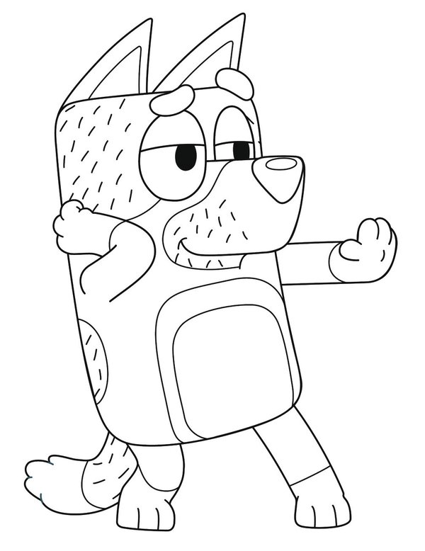 Dibujo para colorear Bluey Padre Bandit Bailando