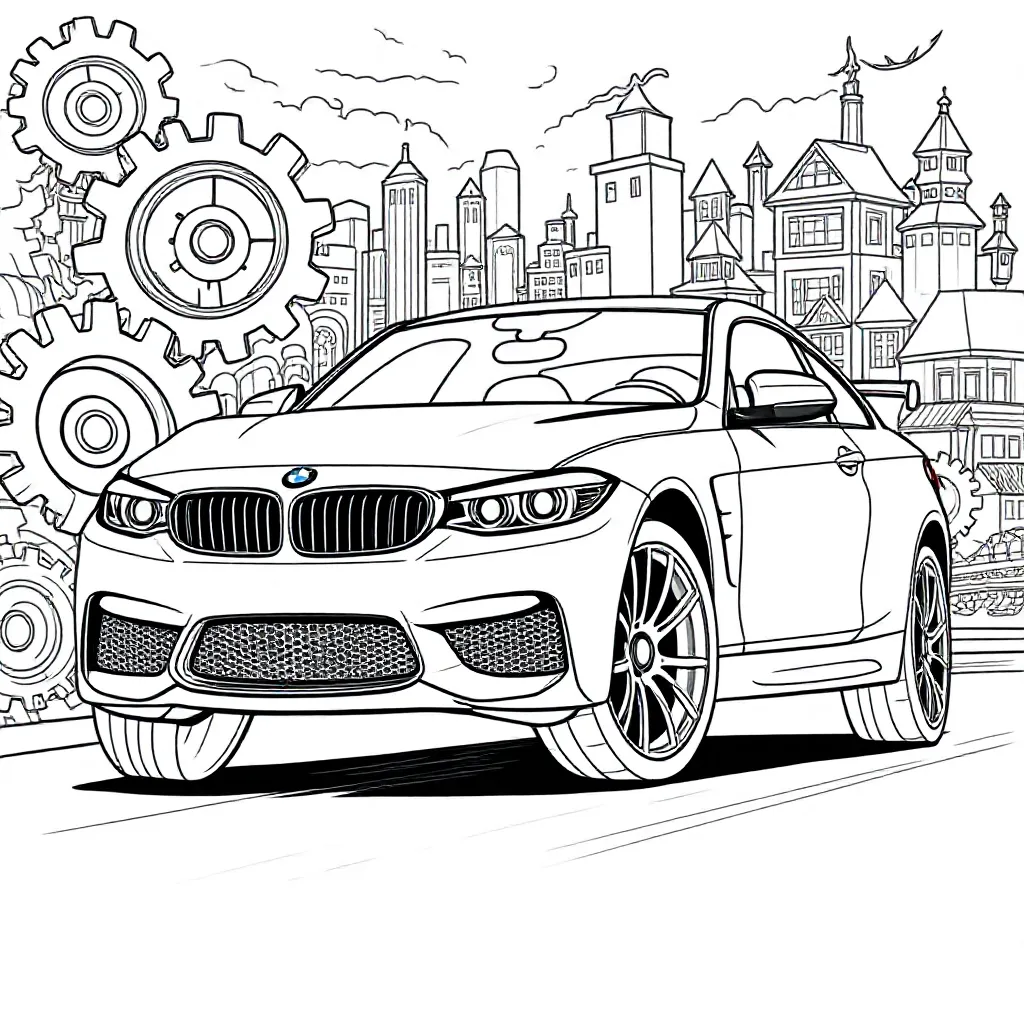bmw m4 kleurplaat voor kinderen