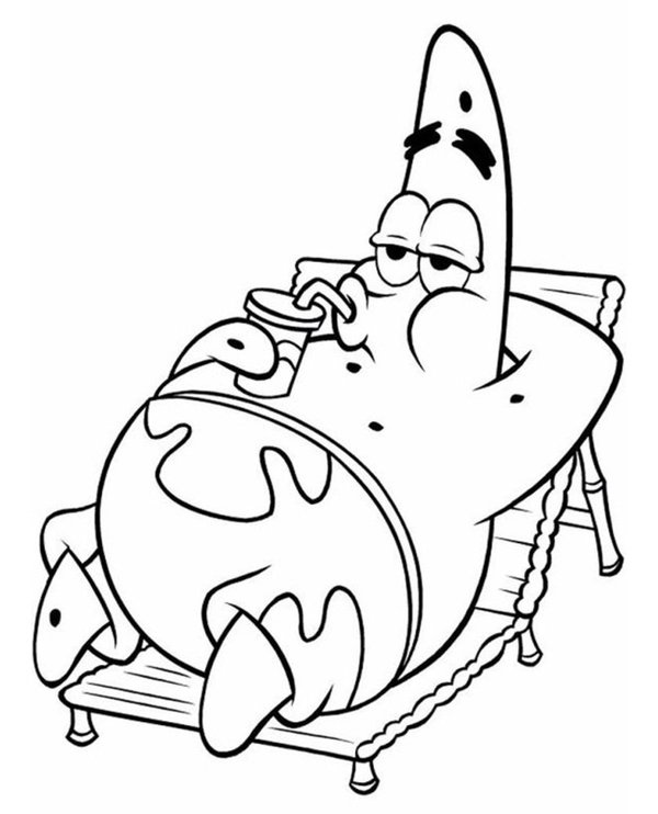 Bob Esponja Patricio En Una Tumbona coloring page for children