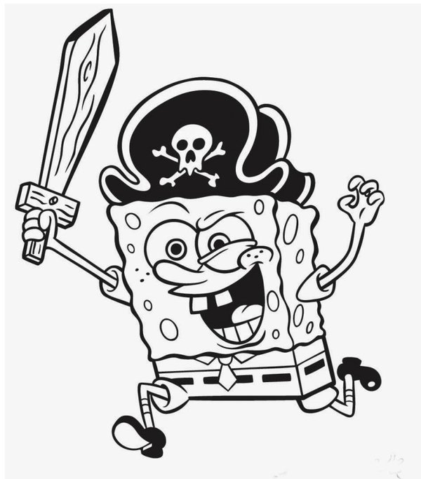 Malvorlage SpongeBob Schwammkopf als Pirat