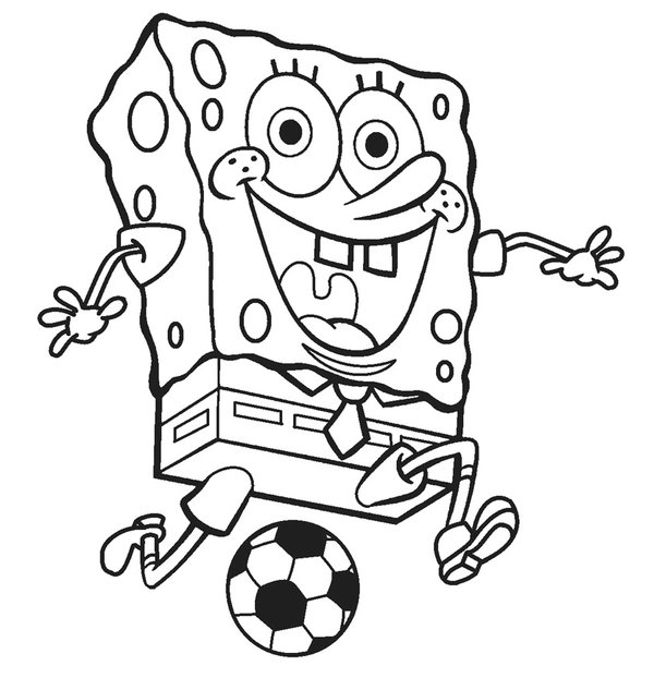 Malvorlage SpongeBob Schwammkopf Fußball spielen