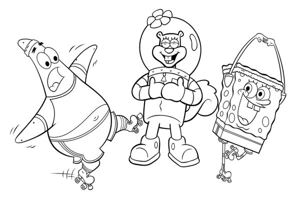 Bob L Eponge Patrick Et Sandy Ensemble coloring page for children