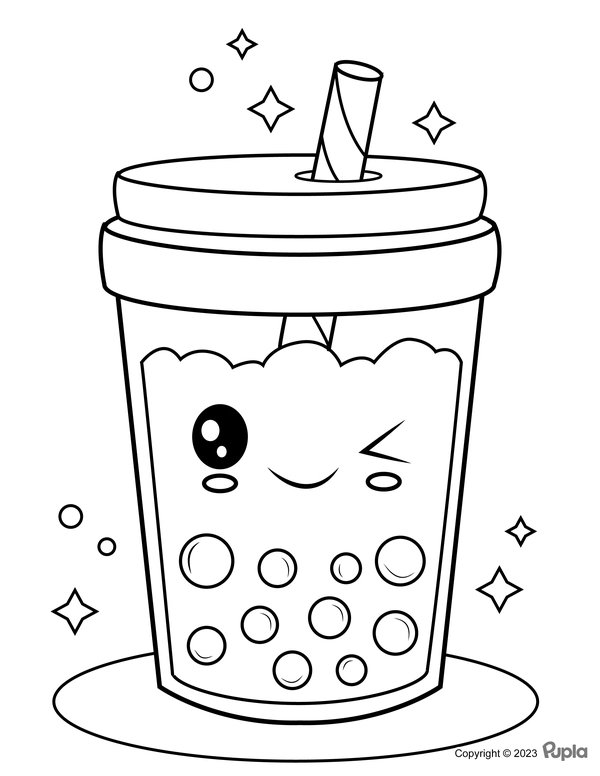 Boba Tea Winking coloring page for children