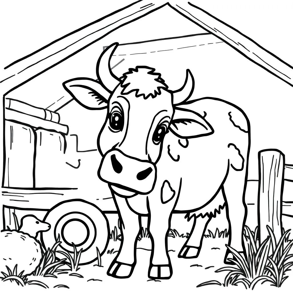 Boerderij Dieren Landelijk Tractor Schuur coloring page for children