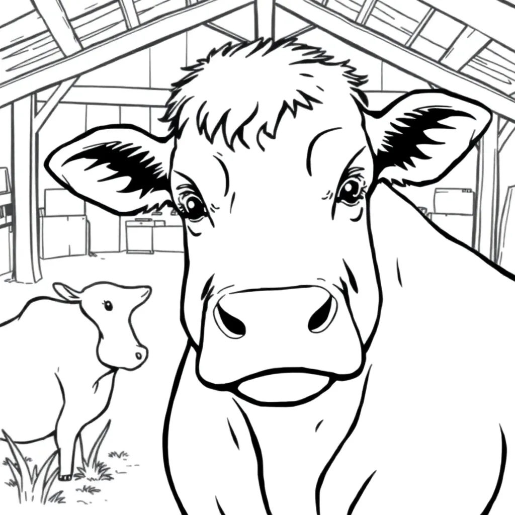 Boerderij Dieren Landelijk Tractor Schuur coloring page for children