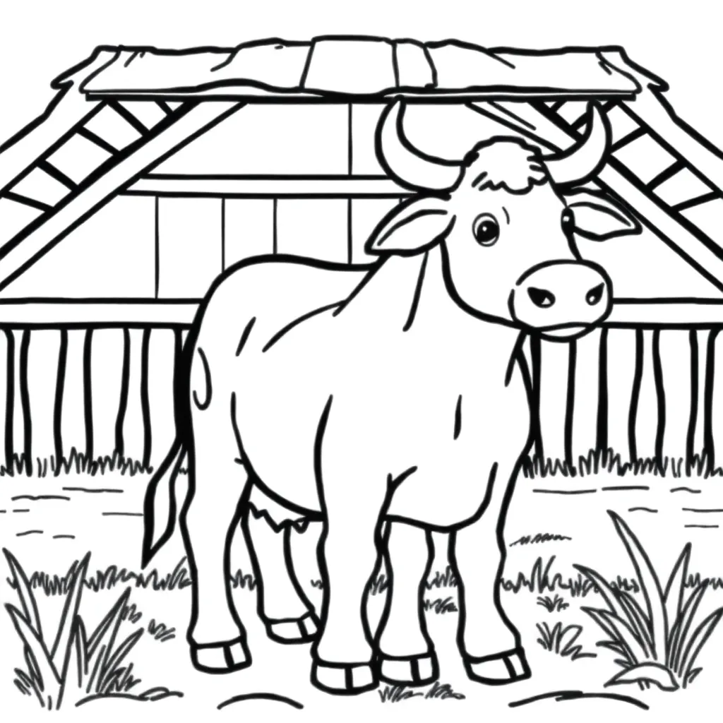 Boerderij Dieren Landelijk Tractor Schuur coloring page for children