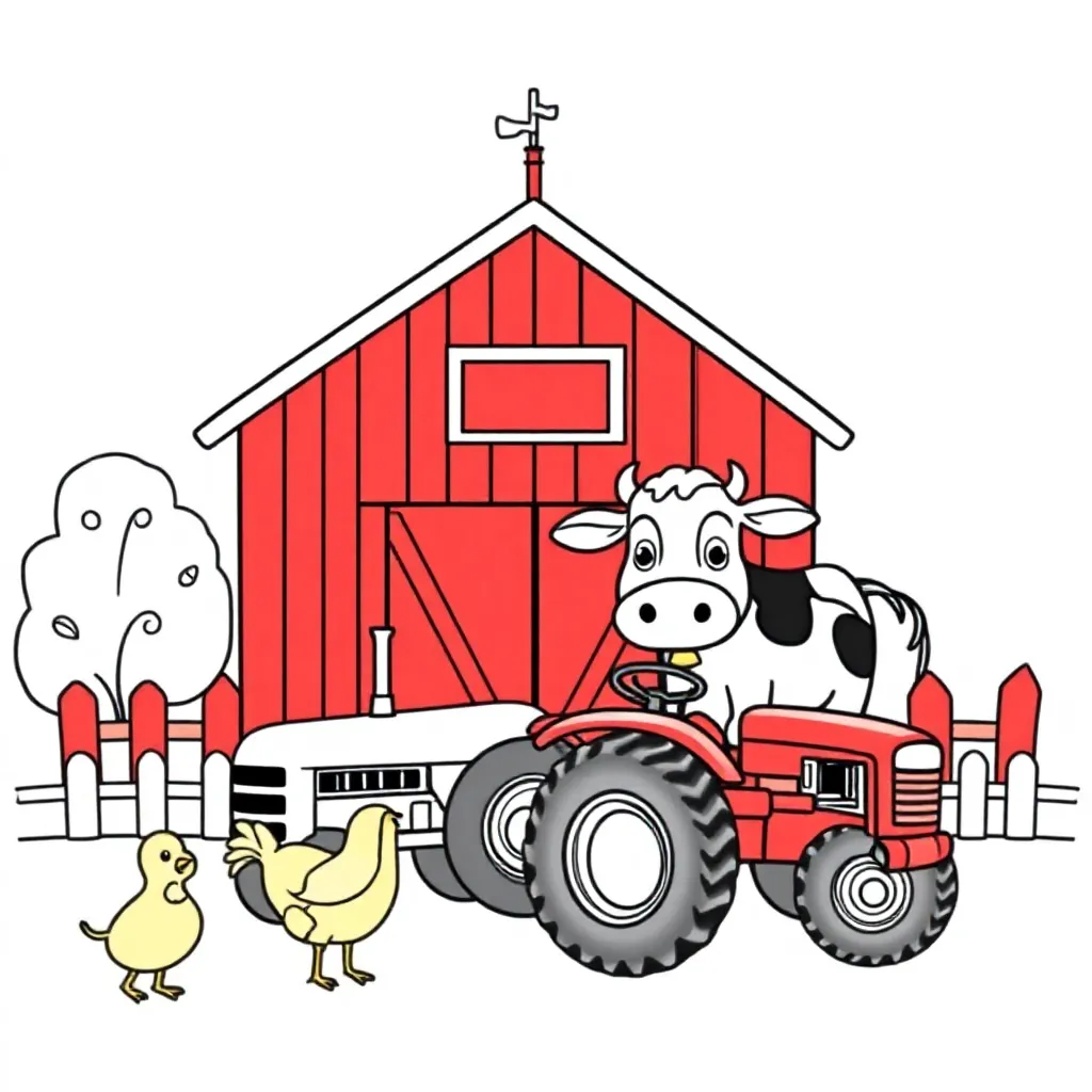 Boerderij kleurplaat voor kinderen