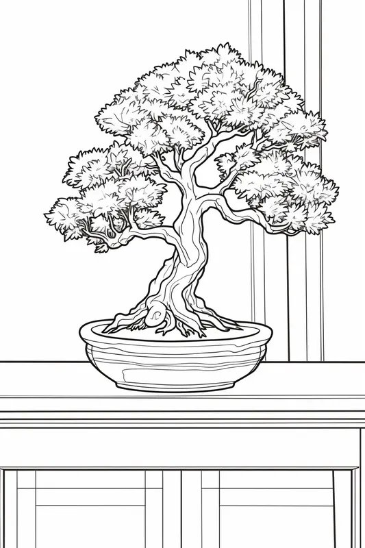 Bonsai coloring page for children