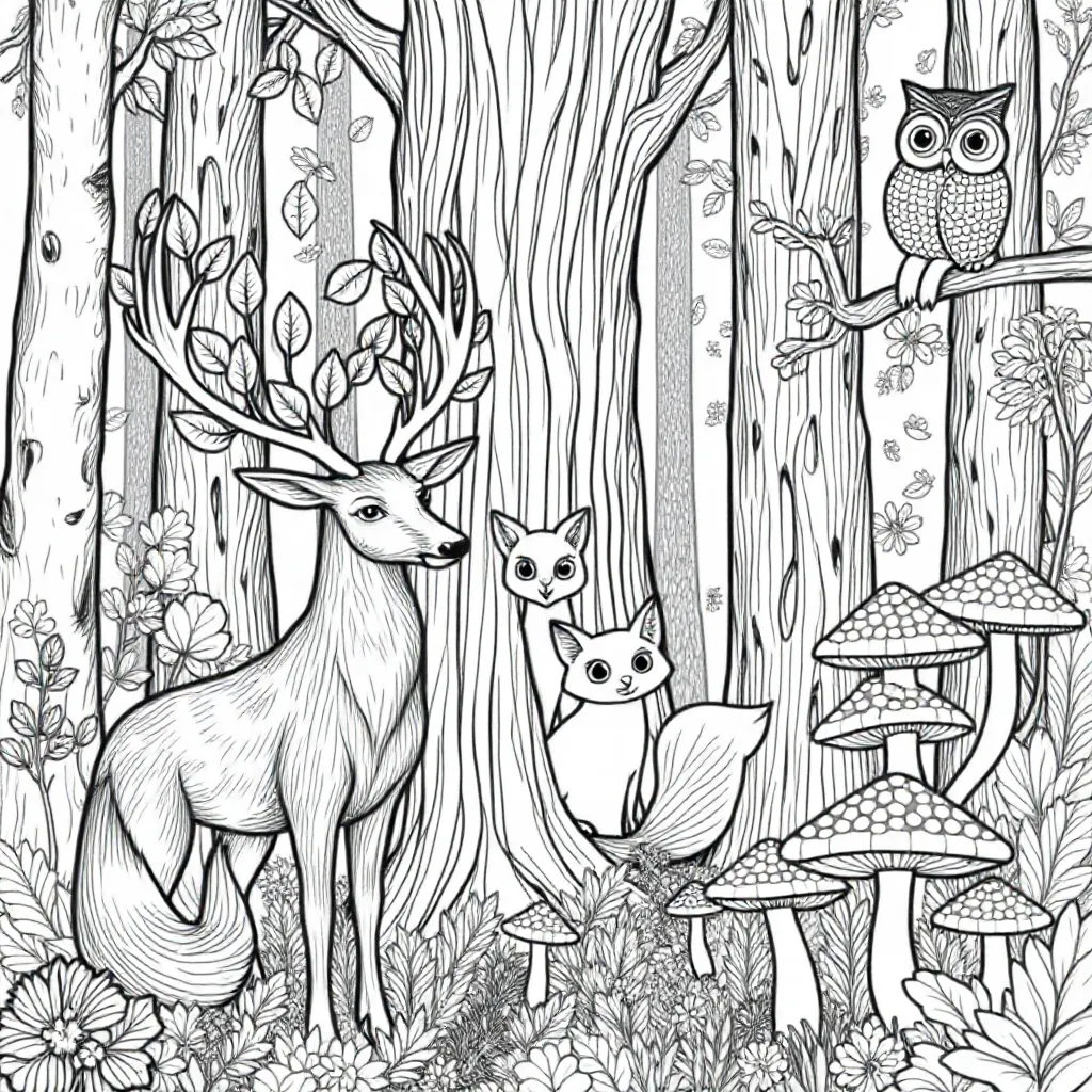 Feuille de coloriage gratuite forêt Feuille de coloriage pour enfants