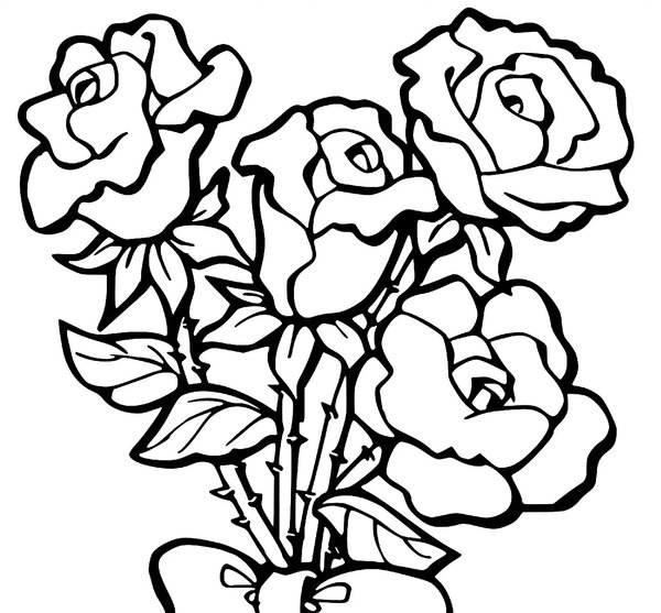 Bouquet Roses coloring page for children