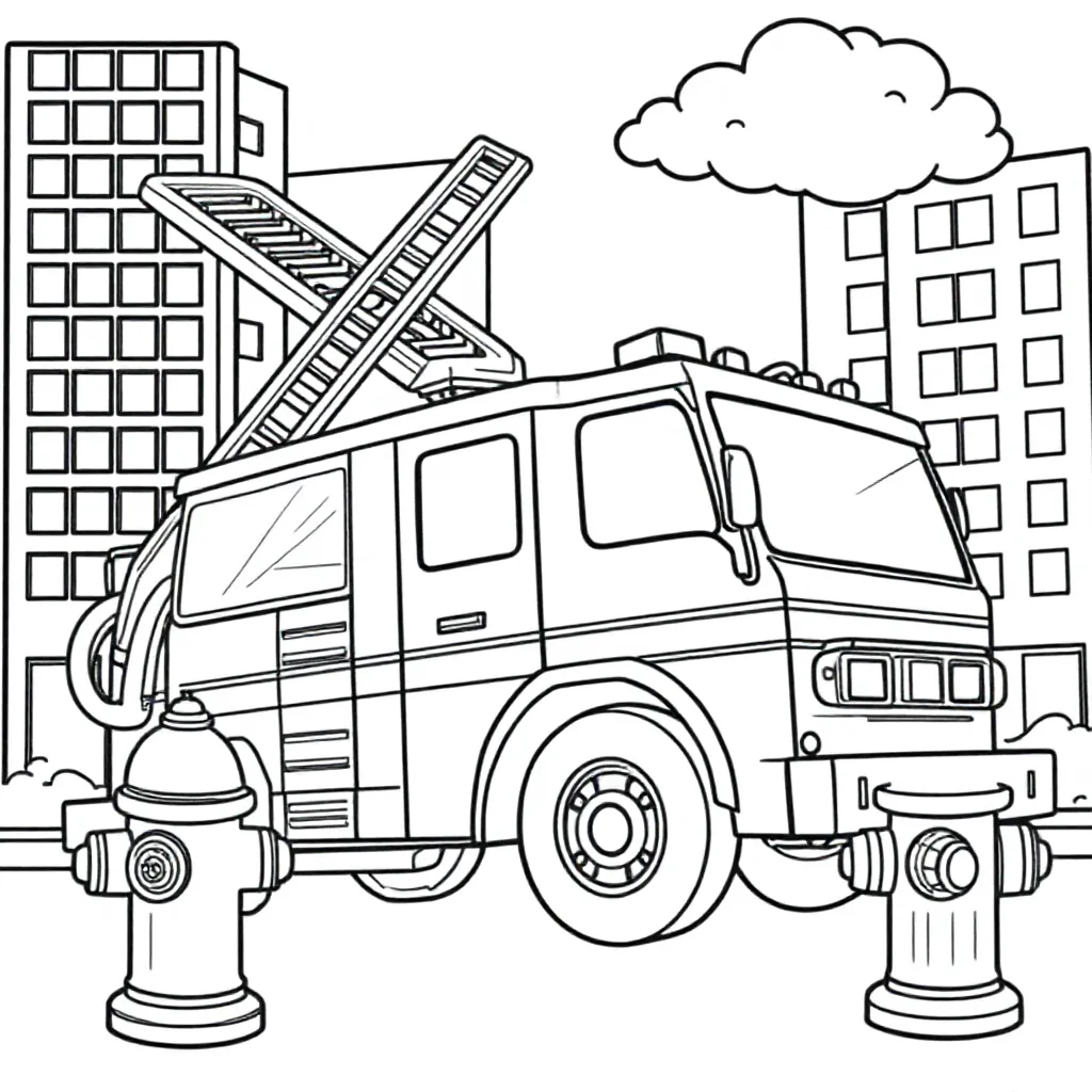 Brandweerauto coloring page for children